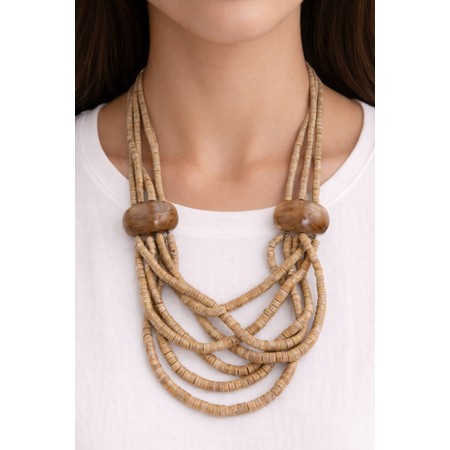 Naya Naya Multi String Bead Necklace - Grey