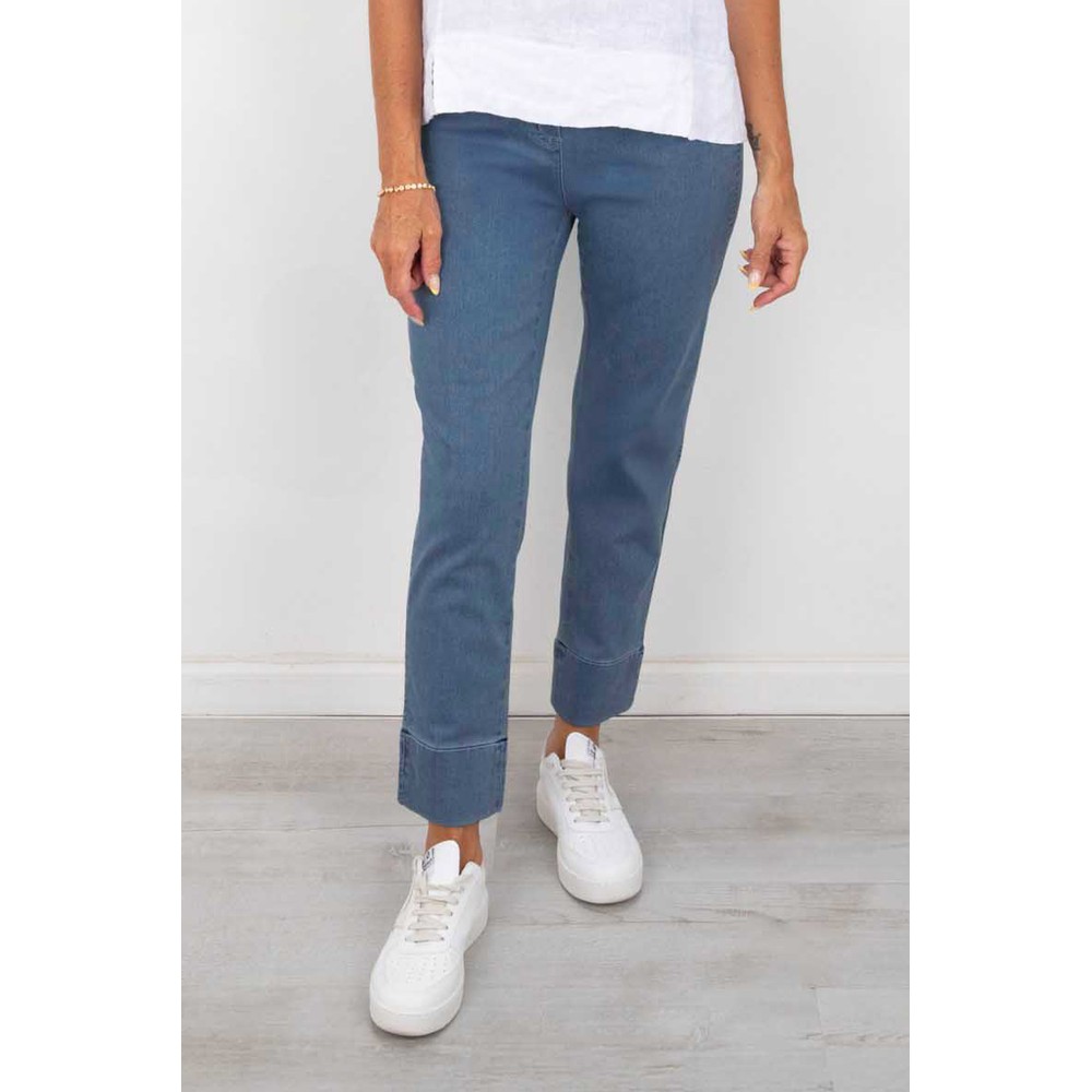 Robell Bella 09 Light Denim Ankle Crop Jean with Cuff Light Denim