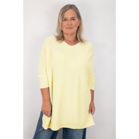 Amazing Woman Cassi X Pale Lemon Round Neck Front Seam Knit - Yellow