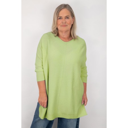 Amazing Woman Cassi X Summer Lime Round Neck Front Seam Knit - Green