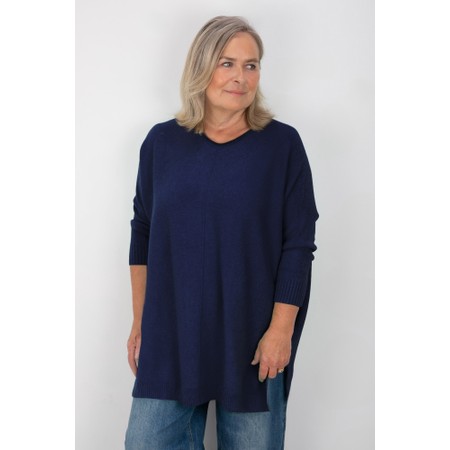Amazing Woman Cassi X French Navy Round Neck Front Seam Knit - Blue