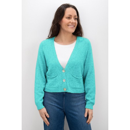 Amazing Woman Pookie Cropped Summer Turquoise Supersoft Knit Cardigan - Turquoise