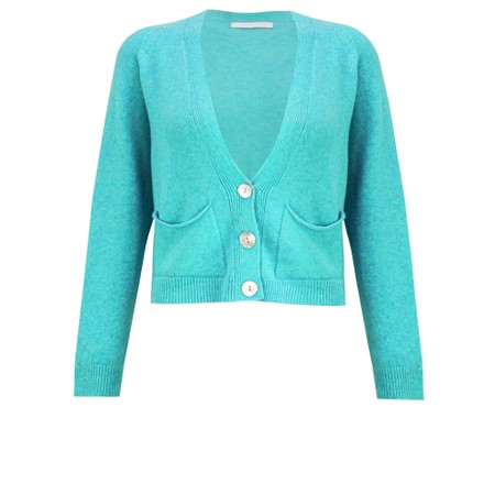 Amazing Woman Pookie Cropped Summer Turquoise Supersoft Knit Cardigan - Turquoise
