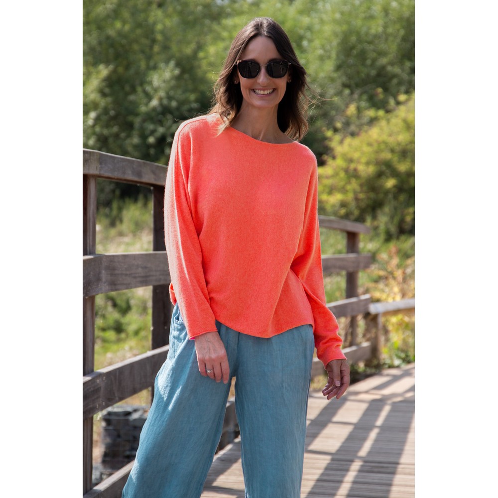 Amazing Woman Mya Summer Orange Round Neck Knit Summer Orange