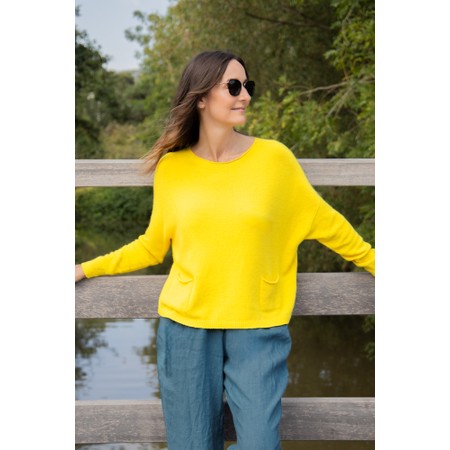 Amazing Woman Jodie Ochre Front Pocket Supersoft Knit Jumper - Yellow