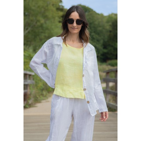 Amazing Woman Katia White Front Pocket Short Linen Jacket - White