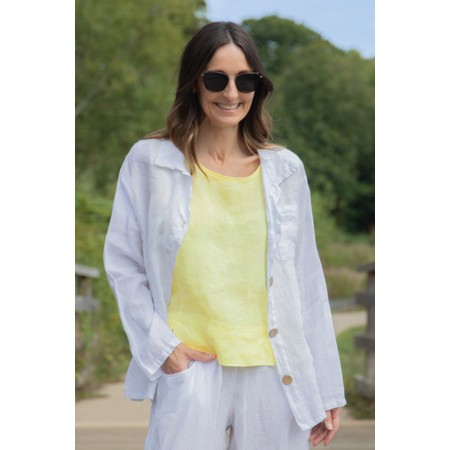 Amazing Woman Katia White Front Pocket Short Linen Jacket - White