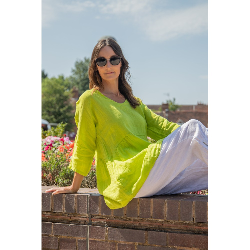 Amazing Woman Tesa Lime V Neck Top Lime
