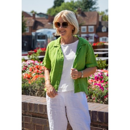 Amazing Woman Marilyn Asparagus Boxy Linen Shirt - Green