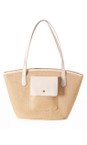 Gemini Label Accessories Buttercream Cannes Buttercream Woven Contrast Tote Bag  