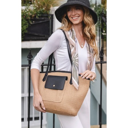 Gemini Label Accessories Cannes Ebony Woven Contrast Tote Bag - Brown