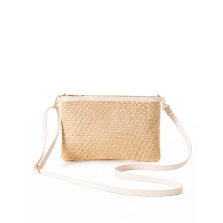 Gemini Label Accessories Sorrento Buttercream Woven Crossbody Handbag - White