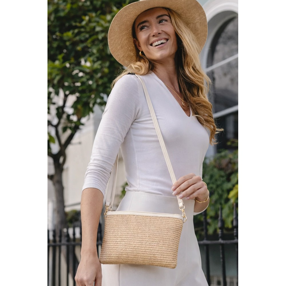 Gemini Label Accessories Sorrento Buttercream Woven Crossbody Handbag Buttercream