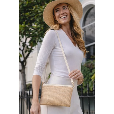 Gemini Label Accessories Sorrento Buttercream Woven Crossbody Handbag - White