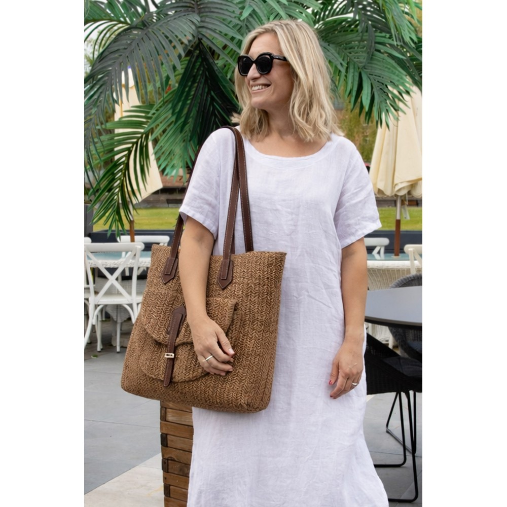 Gemini Label Accessories Antigua Natural Woven Tote Bag Natural