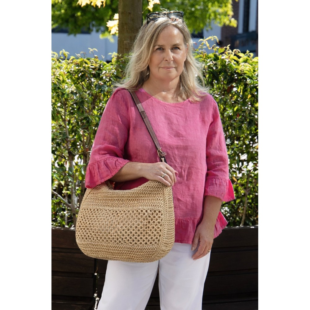 Gemini Label Accessories Marbella Linen Woven Handbag Linen