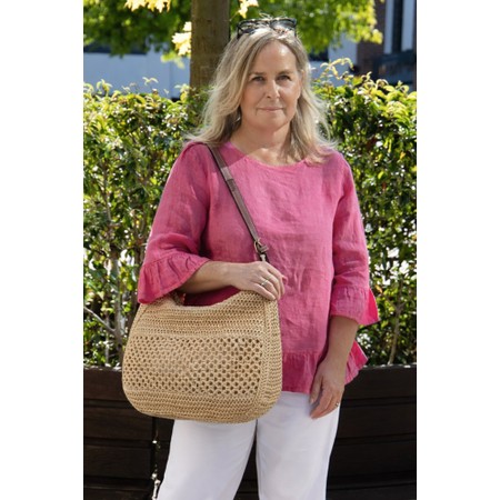 Gemini Label Accessories Marbella Linen Woven Handbag - Beige