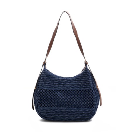 Gemini Label Accessories Marbella Navy Woven Handbag - Blue