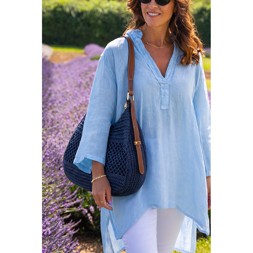 Gemini Label Accessories Marbella Navy Woven Handbag Navy