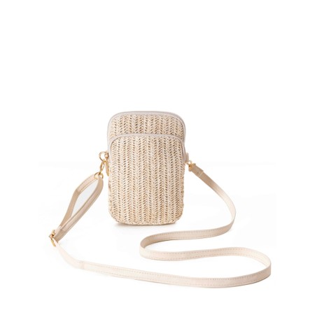 Gemini Label Accessories Acapulco Buttercream Woven Crossbody Bag - White