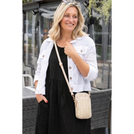 Gemini Label Accessories Acapulco Buttercream Woven Crossbody Bag - White