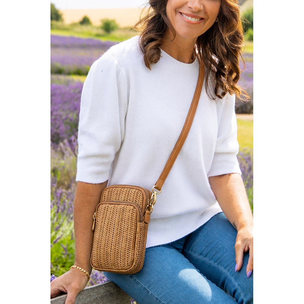 Gemini Label Accessories Acapulco Natural Woven Crossbody Bag Natural