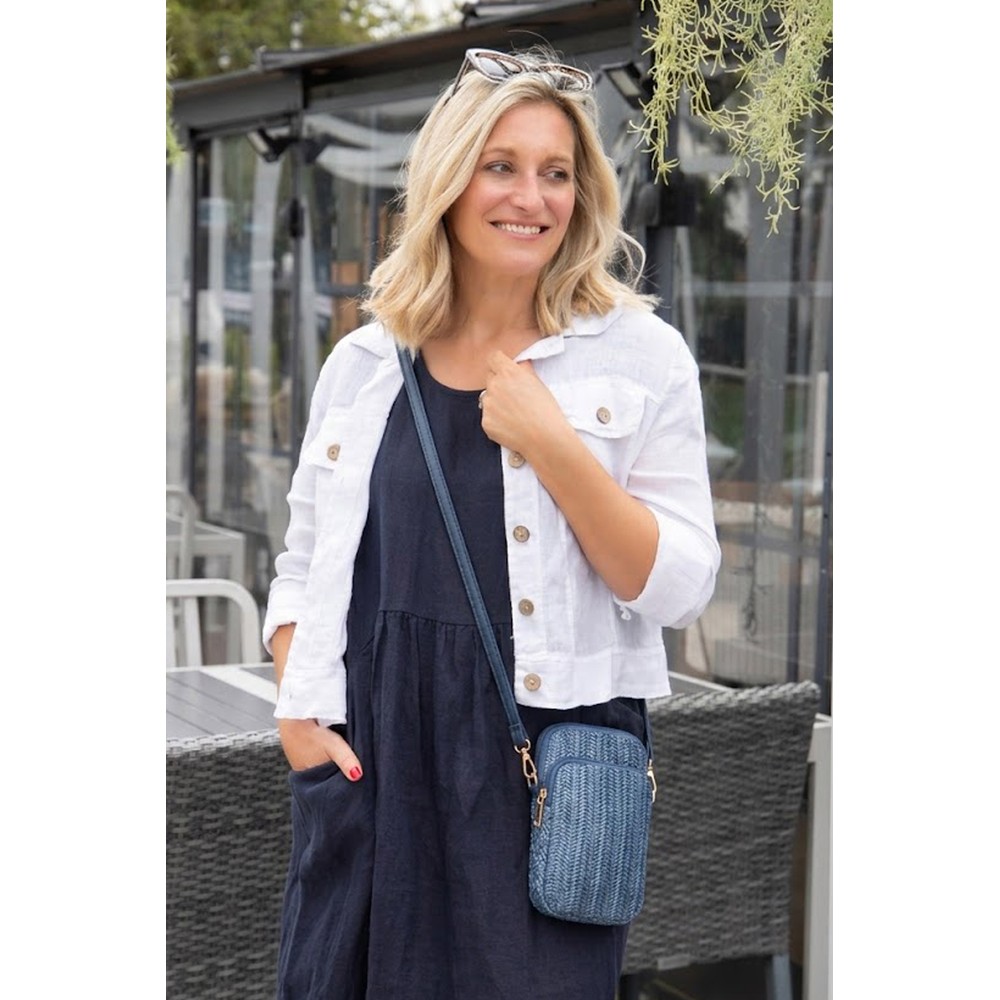 Gemini Label Accessories Acapulco Navy Woven Crossbody Bag Navy