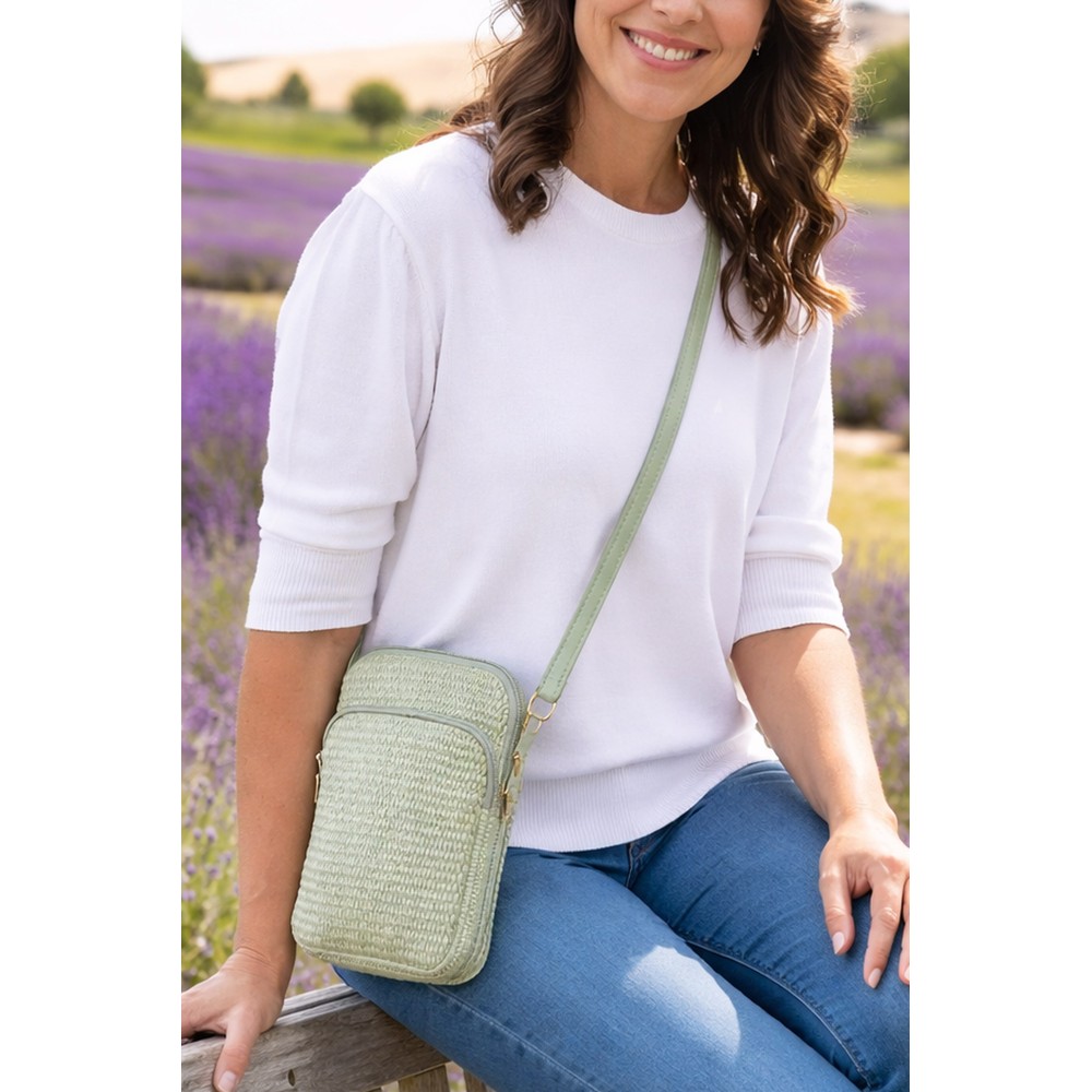 Gemini Label Accessories Acapulco Pistachio Woven Crossbody Bag Pistachio