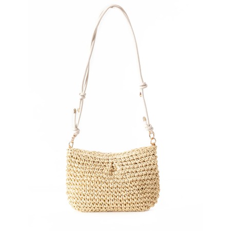 Gemini Label Accessories Palma Linen Woven Straw Handbag - Beige