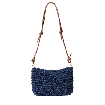 Gemini Label Accessories Palma Navy Woven Straw Handbag - Blue