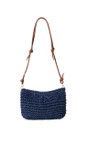 Gemini Label Accessories Navy Palma Navy Woven Straw Handbag  