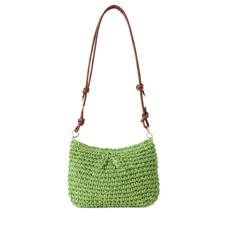 Gemini Label Accessories Palma Pistachio Woven Straw Handbag - Green