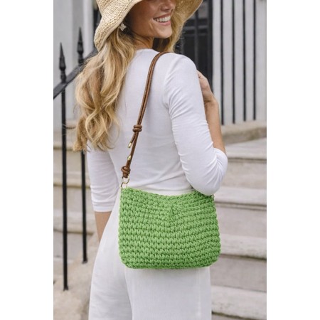 Gemini Label Accessories Palma Pistachio Woven Straw Handbag - Green