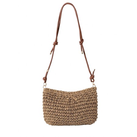 Gemini Label Accessories Palma Natural Woven Straw Handbag - Beige