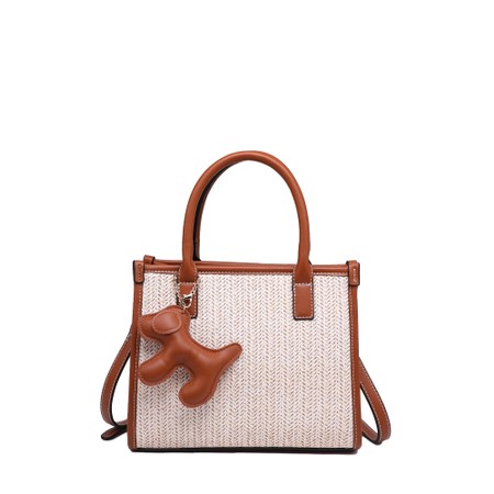 Gemini Label Bags Corin Raffia Tote - Beige