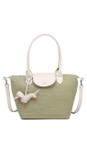 Gemini Label Bags Green Kika Large Raffia Tote  