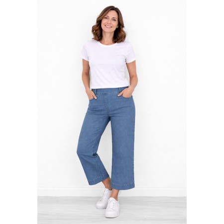 Robell Debby 09 Light Denim Crop Wide Leg Jean - Blue