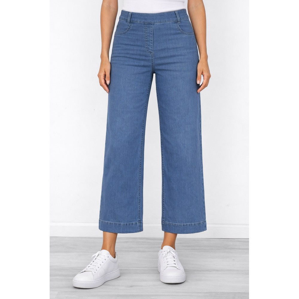 Robell Debby 09 Light Denim Crop Wide Leg Pull On Jean Light Denim 62