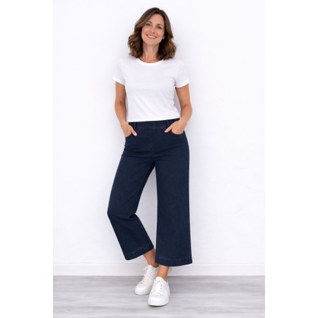 Robell Debby 09 Navy Crop Wide Leg Jean - Blue
