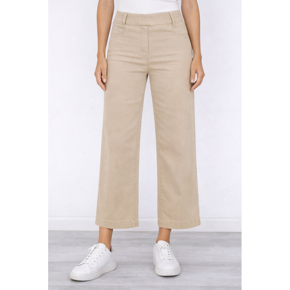 Robell Debby 09 Sand Crop Wide Leg Pull On Jean Sand 14