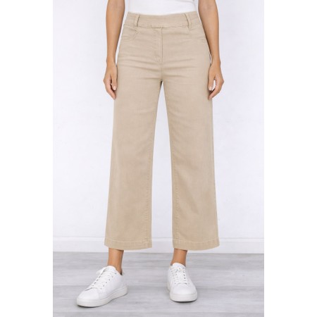 Robell Debby 09 Sand Crop Wide Leg Pull On Jean - Beige