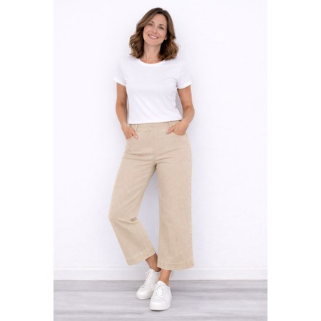 Robell Debby 09 Sand Crop Wide Leg Pull On Jean - Beige