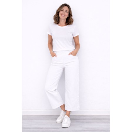 Robell Debby 09 White Crop Wide Leg Pull On Jean - White