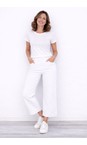 Robell White 10 Debby 09 White Crop Wide Leg Pull On Jean  