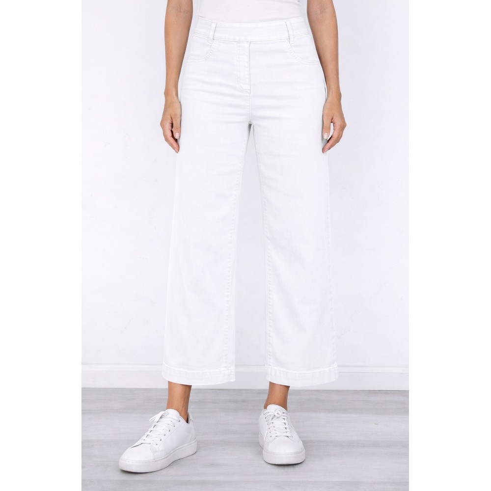 Robell Debby 09 White Crop Wide Leg Pull On Jean White 10