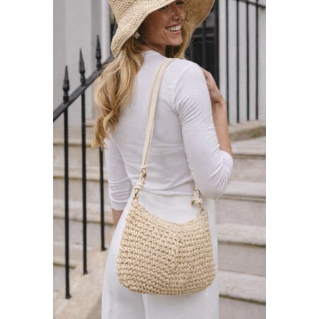 Gemini Label Accessories Palma Linen Woven Straw Handbag - Beige