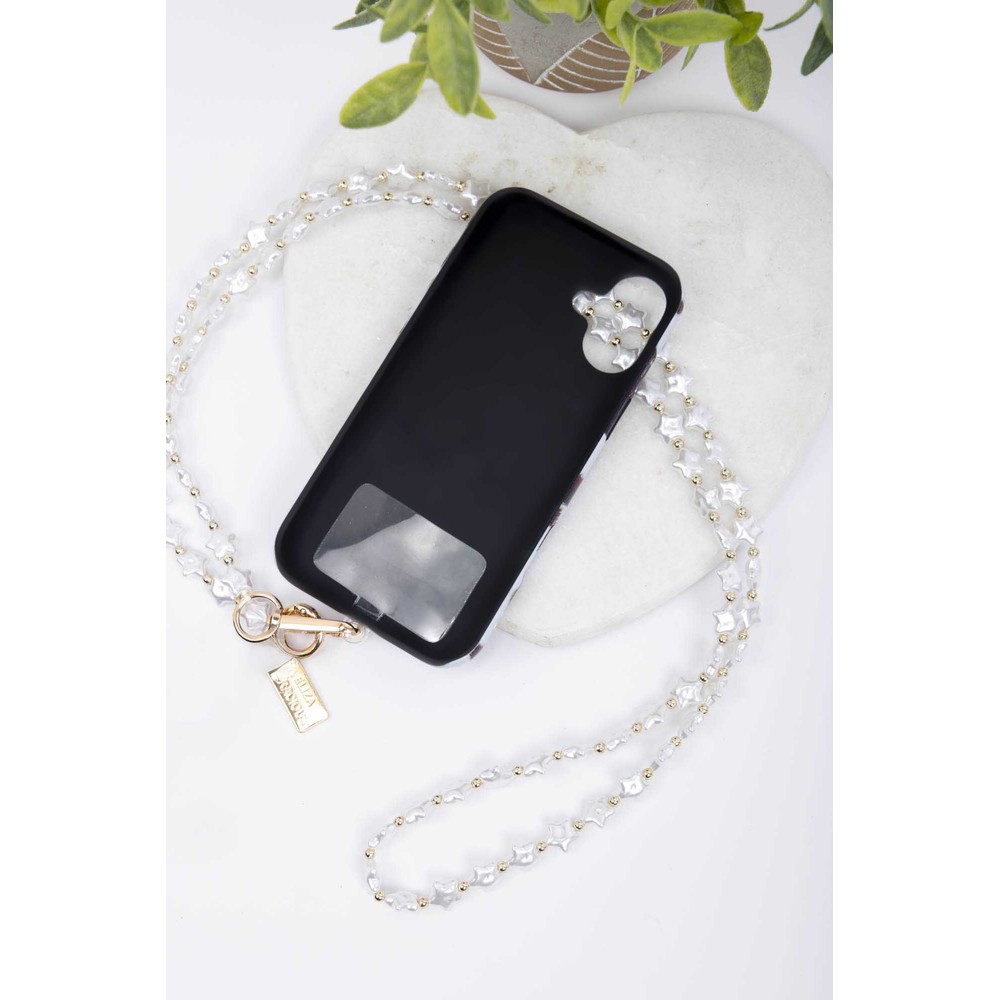 Eliza Gracious Star Pearl Bead Phone Lanyard Cream