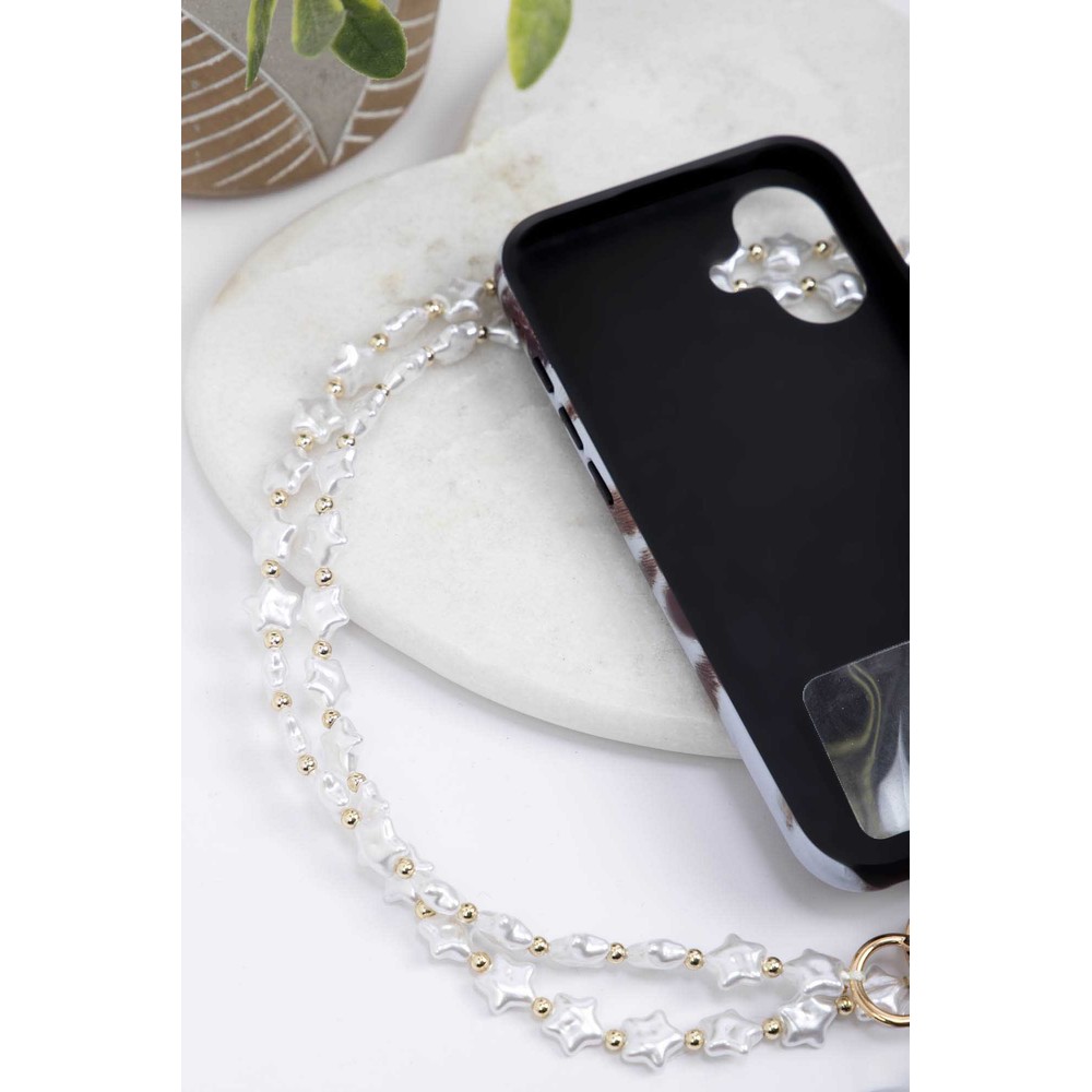 Eliza Gracious Star & Pearl Beaded Long Necklace Cream
