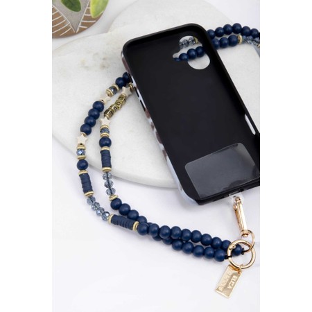 Eliza Gracious Blue Beaded Phone Lanyard - Blue