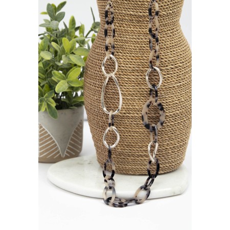 Eliza Gracious Resin & Metal Link Necklace - Brown